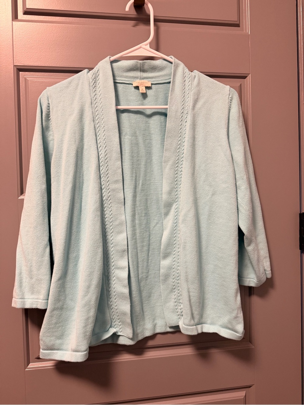 Talbots Light Blue Open-Front Cardigan Sweater MEDIUM